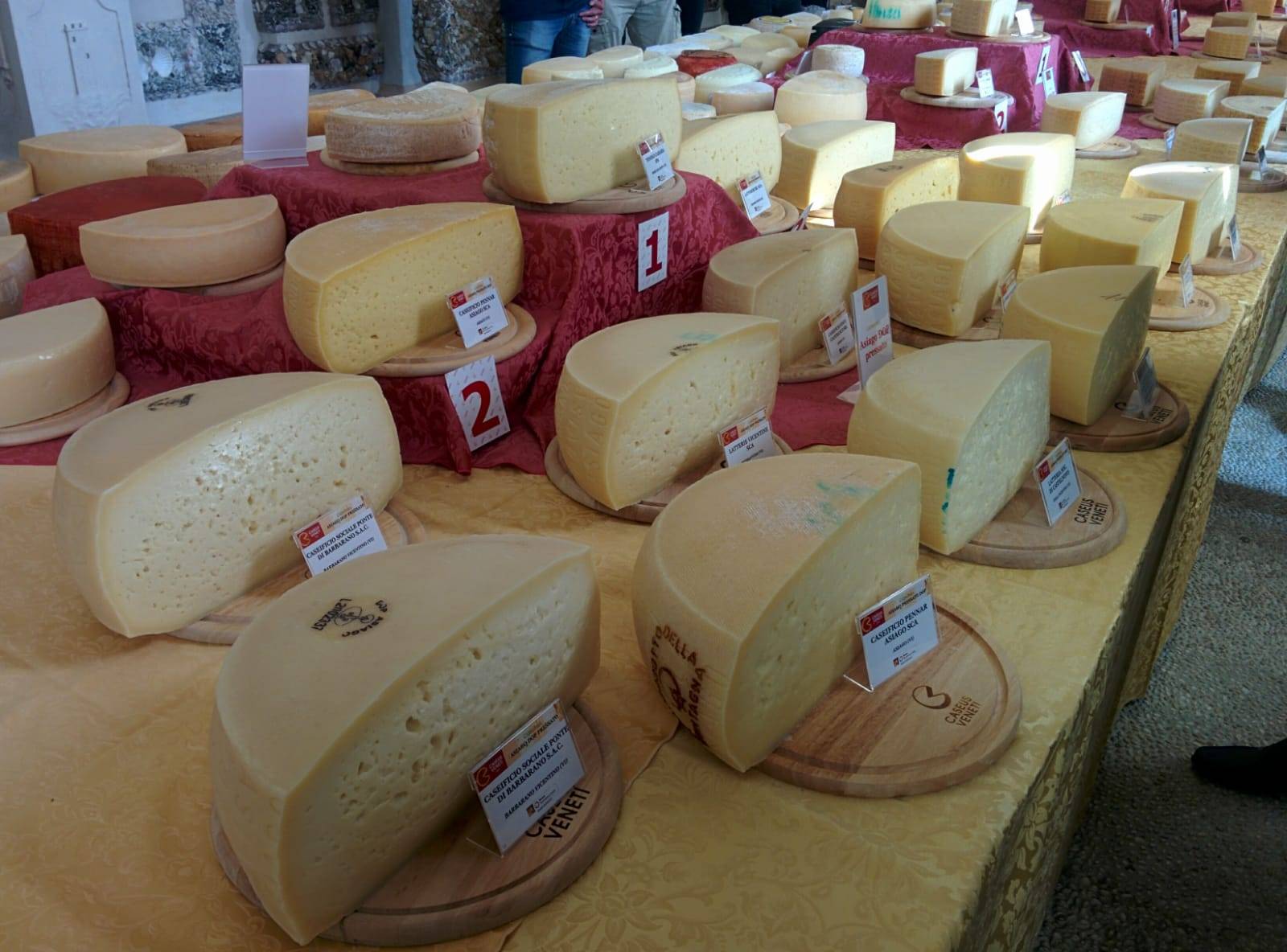 esposizione a caseus veneti dei formaggi, con la presenza di Asiago DOP